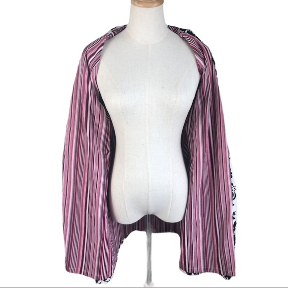 Black and white floral cotton trench coat - Picture 5 of 7